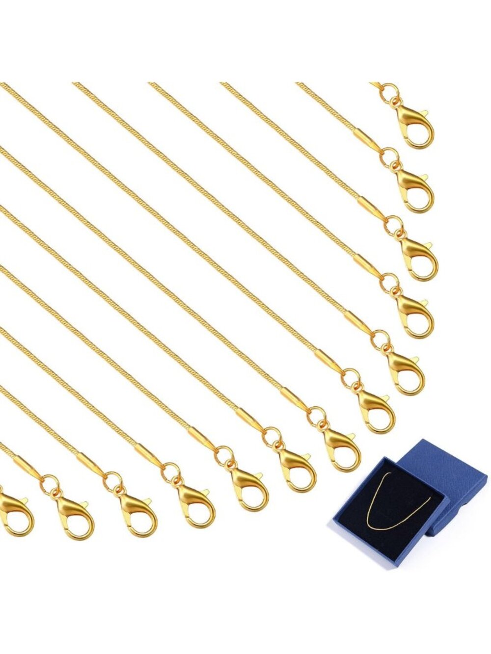 24 Pack Gold Snake Necklace Chains 24" - DIY Jewelry Making, Crafts & Gifts